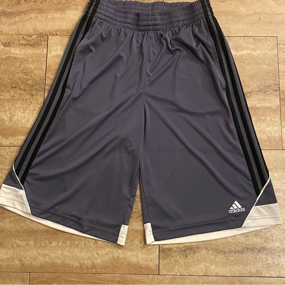 Adidas Mens Size S Athletic Shorts Gray Climalite Logo Print Elastic Waist - Picture 1 of 8